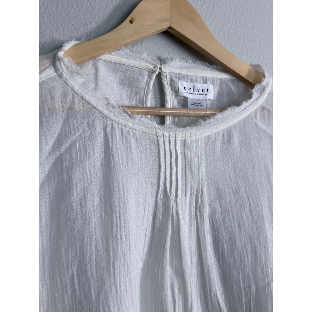 VELVET Graham Spence ivory beige embroidered floral Jeslyn peasant blouse top - Picture 6 of 13